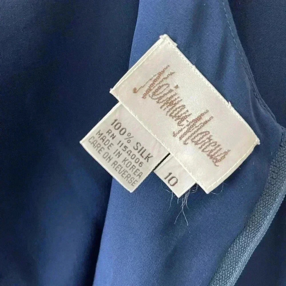 Neiman Marcus 100% Silk Navy Shift Dress Women’s 10 | Elegant Day to Night Made - Picture 6 of 6